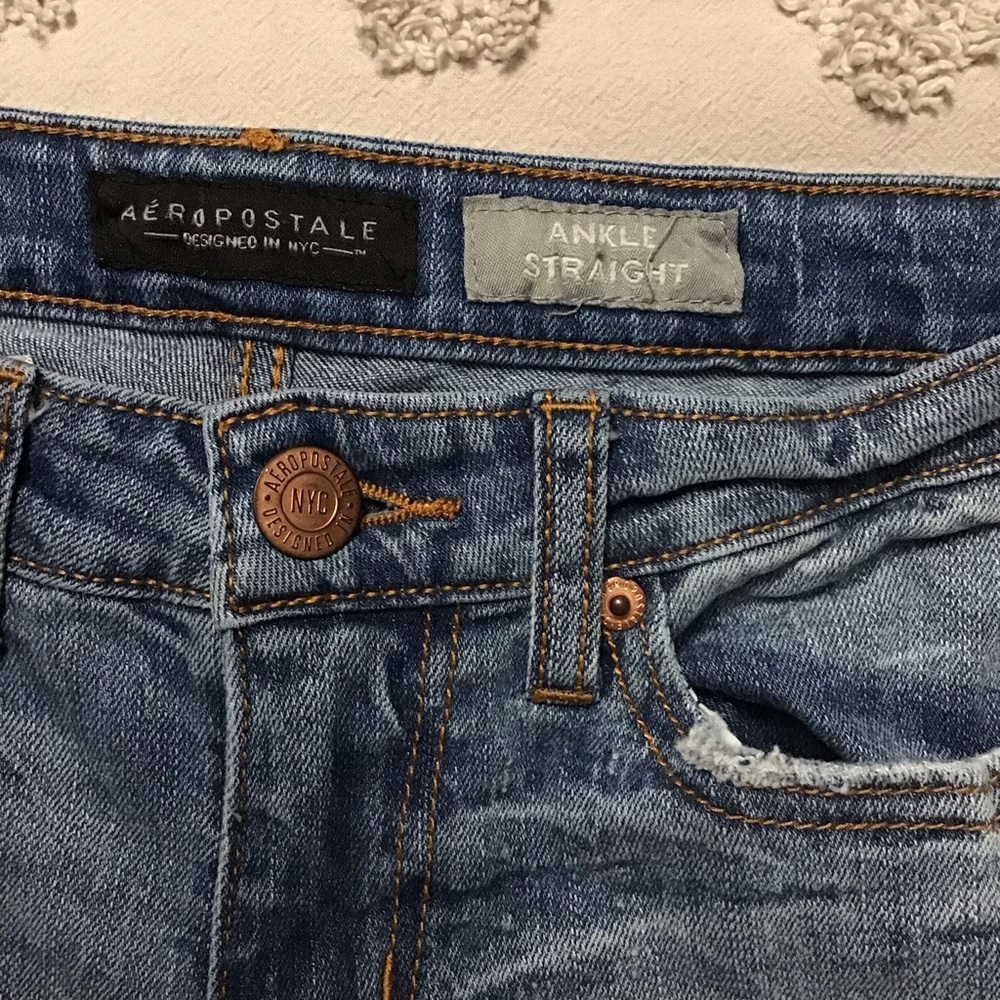 Aeropostale Ankle Straight Jeans. Distressed,Frayed Hem, Color Blocking.  Sz 2 - Picture 11 of 11
